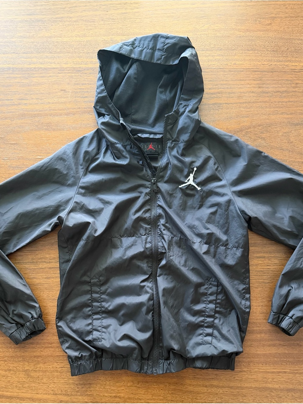 Jordan Black Hooded Windbreaker with White Jumpman Logo